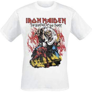 White Iron Maiden Stylised Flames Shirt – S‑XXL for Men