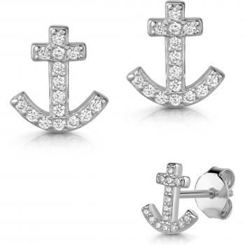 Goldener Anker‑Ohrring mit Kristallzirkonia – 925 mm, Firetti