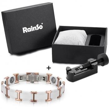 Rainso Black Ceramic Tungsten Steel Magnetic Health Care Bracelet for Women
