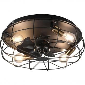 Reality ventilador de techo Trondheim 4xE27 negro con control remoto