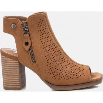 Sandalia de tacón Xti de cuero para mujer, color camel, modelo 142429