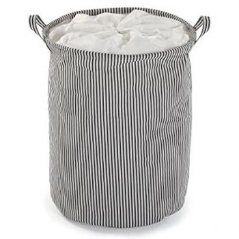Durable Black Clothes Basket – Poly/Cotton/Nylon – 15” x 19” x 15”