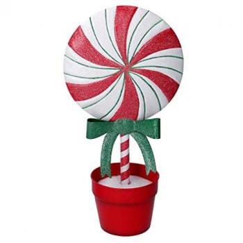 Florero rojo con caramelo metálico piruleta 22x13h42 cm