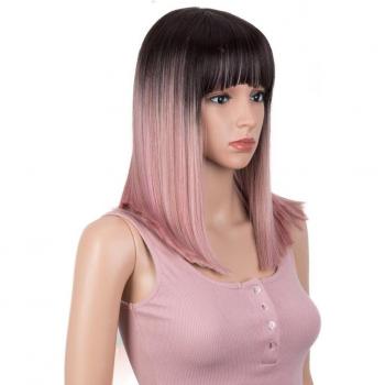 Peluca Cosplay Freedom Bob Rosa y Negro