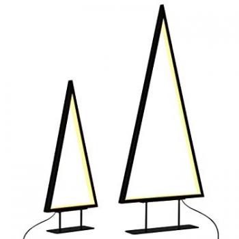 Set di 2 Alberi di Natale con Luci LED in Metallo Nero