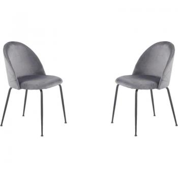 Paris Sedia Velluto Grigio Scuro (gambe nere) – set di due sedie
