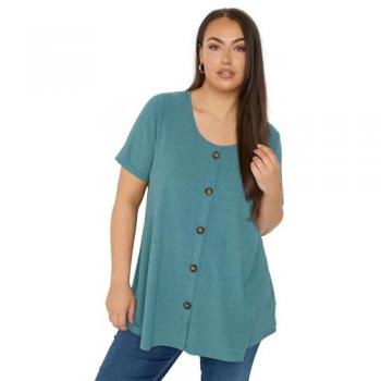 Size 20 Teal Ribbed Button-Front Dress