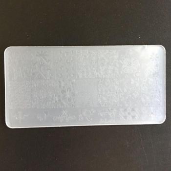 Plaque de stamping pour ongles en plastique motif fleurs 6x12 cm JKL01