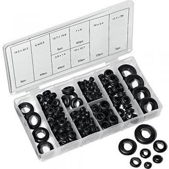Hi‑Q Tools Assortiment de paliers en Caoutchouc 180 pcs – 8 tailles – Noir – Unisexe – Multipurpose – Toute l’année