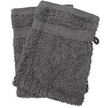 Soleil d'ocre Gants de Toilette Douceur 2 pièces 100% Coton Gris 16 x 21 cm