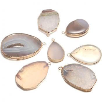 Grey Agate Irregular Pendant for Jewelry Making