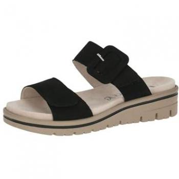 Chaussure mule en cuir noir, talon compensé, CAPRICE, P.37