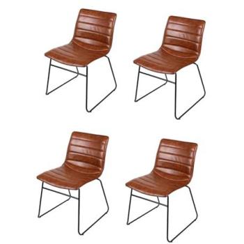 Chaise en similicuir marron style vintage