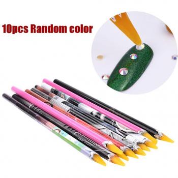 10Pcs Self-Adhesive Nail Gems with Drill Tool