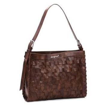 Medium Brown Braided Leather‑Inspired Bag