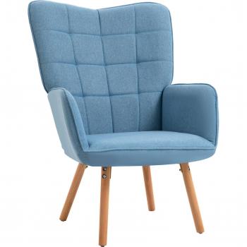 Butaca Dolgran Homcom Respaldo Alto Con Reposabrazos Azul 101X71x76 Cm