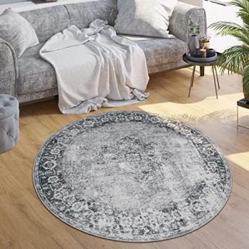 Paco Home Teppich Lyon 333, rund, 4 mm Höhe, Kurzflor, Orient-Optik, waschbar