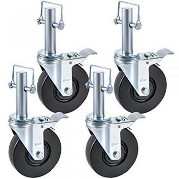 Juego VEVOR Ruedas Giratorias de Goma 12 cm, Giro 360° y Bloqueo Seguro