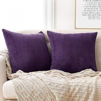 Set de deux housses de coussin velours violet pastel – Deconovo