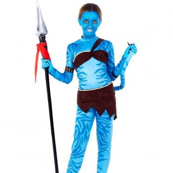 Vestido de Guerrera Tribal Azul para Niña