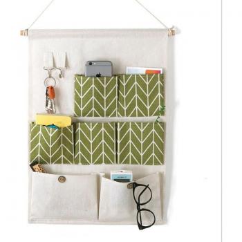 7 Pocket Cotton Linen Wall Storage Bag