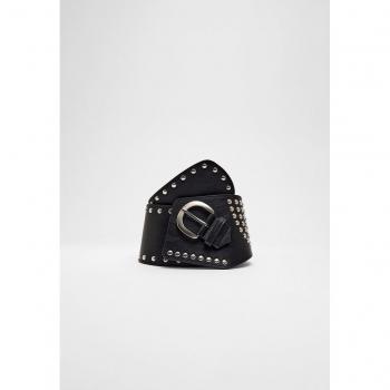 Black Asymmetric Studded Belt 26