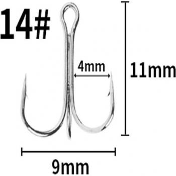 10pcs Saltwater Treble Hooks High Carbon Steel Black #2-16