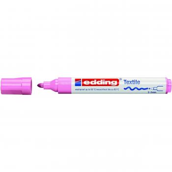 Edding 4500 Rotulador Textil Permanente, Color Rosa, Caja de 10, Punta Redonda de 2-3 mm, Ideal para Dib