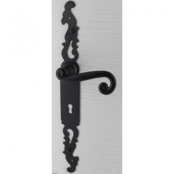 Poignée en fer forgé Coq noir 330x36 mm pour porte avec trou de clé L