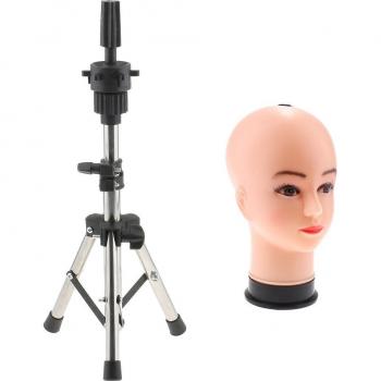 21 Inch Bald Female Cosmetology Head Model with Tripod