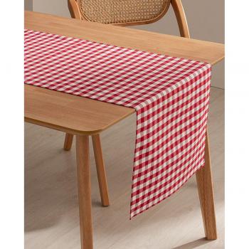 Camino de mesa rectangular Vichy rojo 45x170 cm con tratamiento antimanchas