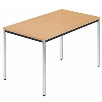 Table de conférence en tube rond chromé, 1200 x 800 mm hêtre naturel