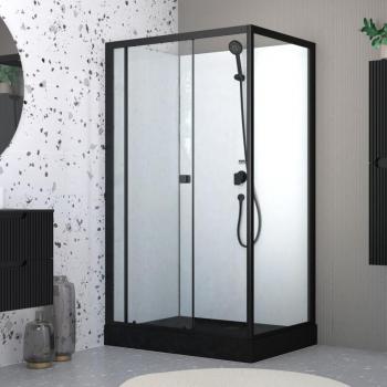 Cabine de douche Aurlane 110×80×197 cm – Panneau coulissant – Bassin noir mat