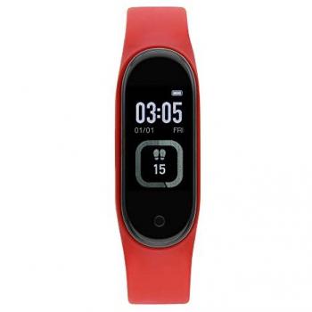 Pulsera de Actividad Inteligente WATX&COLORS WAS1002 Rojo con Pantalla Táctil a Color, Podómetro, Medidor de Calorías, Ritmo Cardíaco y Presión Arterial