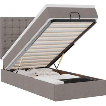 Vidaxl Cadre De Lit Ottoman Avec Matelas Taupe 100x200 Cm Tissu