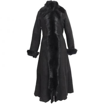 Infinity Leather Women's Black Toscana Sheepskin Full-Length Trench Coat Size 20