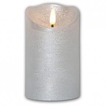 STAR TRADING LED-Kerze Flamme Rustic silber, Kerze, batteriebetrieben, IP20, L75mm