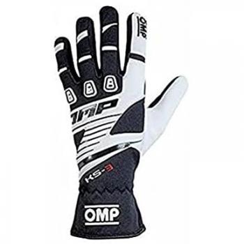 OMP KS-3 Small Kart Gloves – Black/White Edition