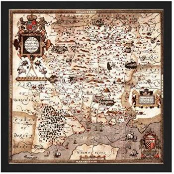 Map 1575: Saxton, Hampshire, Southampton & Wight – 16 Square Framed Art Print