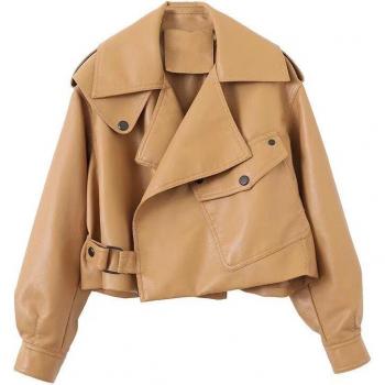 Red Faux Leather Biker Jacket for Women