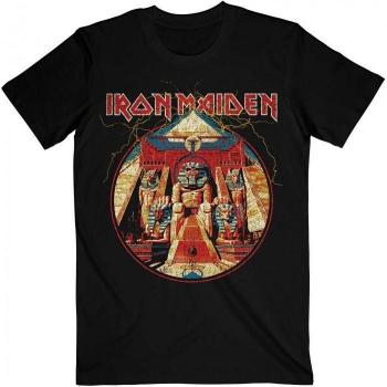 Unisex Iron Maiden Powerslave Lightning Circle T‑Shirt – L, Black