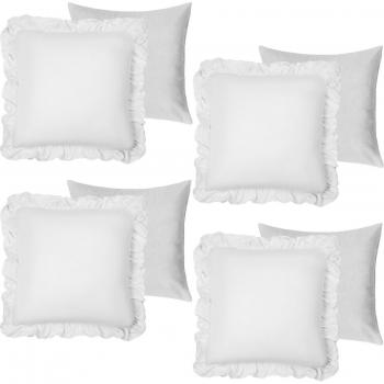 White Quilted Linen Frill Cushion Pack of 4