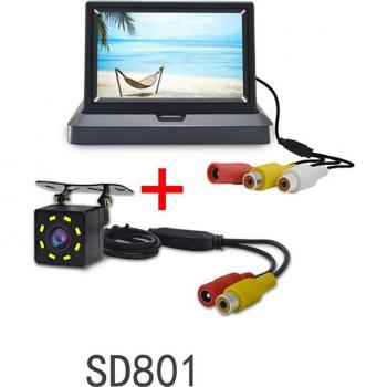 Caméra arrière avec moniteur de stationnement vidéo HD pliable 5 pouces