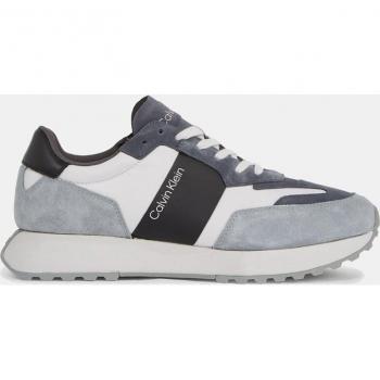 Calvin Klein Men's Gray Leather and Suede Low Top Running Sneakers, Size 11 US