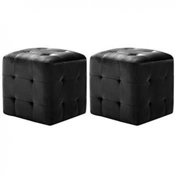 Velvet Nightstands, Black, Set of 2, 30x30x30 cm