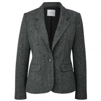 Kurzblazer S.OLIVER BLACK LABEL Gr. 46, grau (grau, schwarz)