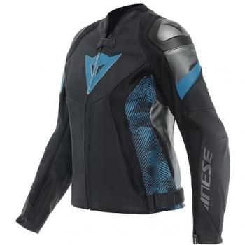 Dainese Avro 5 Veste cuir moto Femme Noir Bleu 40