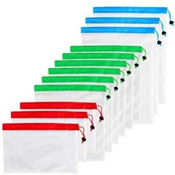 PureHarvest 12‑Pack Reusable Mesh Produce Bags – Washable, Sustainable Fruit & Vegetable Storage