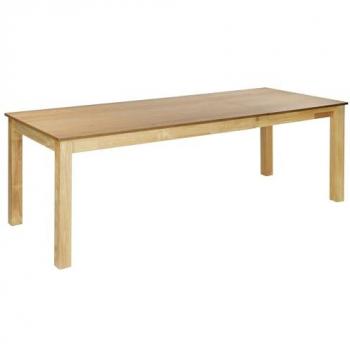 Tavolo da Pranzo Estensibile in Legno Chiaro MDF e Legno di Gomma 160/240 x 90 cm con Gambe in Legno Massiccio e Piano Rettangolare Impiallacciato Finitura