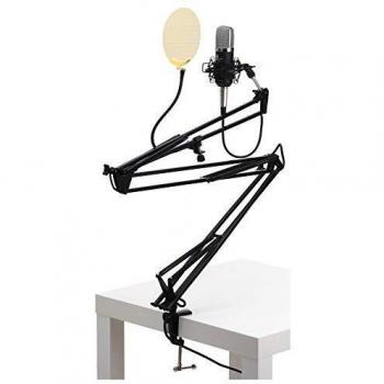 Pronomic CM-22 Microphone à grande membrane avec filtre anti-pop en or et bras micro